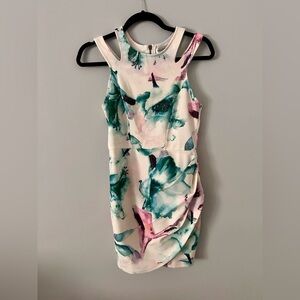 Hello Molly || White Abstract Print Mini Dress || Size 6
